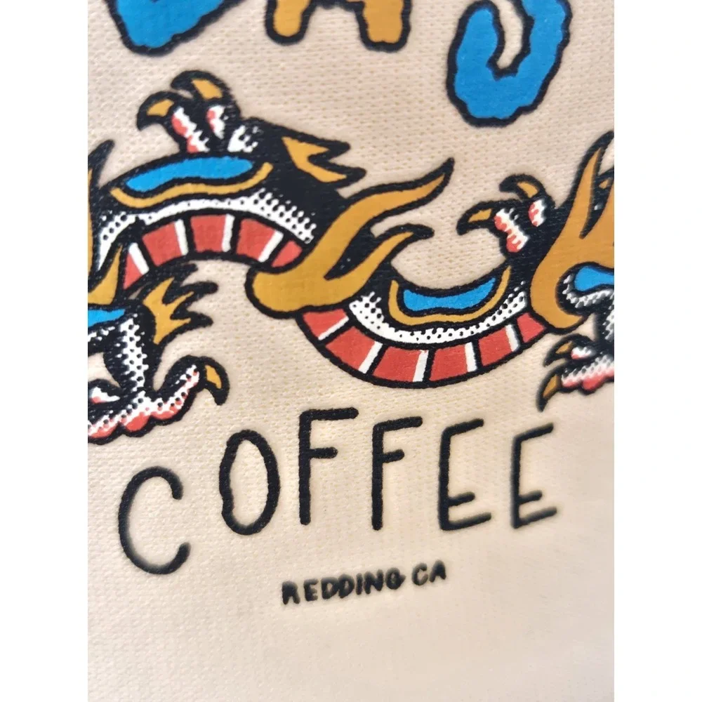 Feast Coffee Redding CA Dragon Trucker Hat Beige Mesh Snapback OTTO Cap